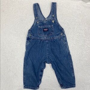 Vintage OshKosh B'gosh pleated front denim blue Jean Overalls tide tag 18m